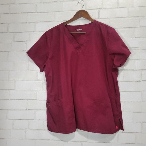 Red Panda burgundy scrub top - Picture 5 of 11
